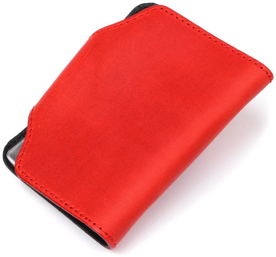 Червона маленька візитниця з матової шкіри на кнопці Shvigel (2413910) фото №19 Червона маленька візитниця з матової шкіри на кнопці Shvigel (2413910) modnotak фото №19