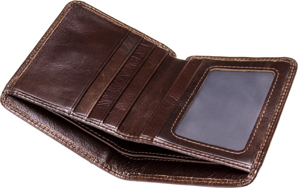 Мужское портмоне небольшого размера из коричневой кожи Vintage (2420245)