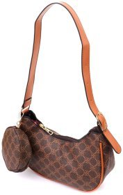 Женская сумка-седло из качественного кожзама со съёмной монетницей Vintage коричневого цвета 96943