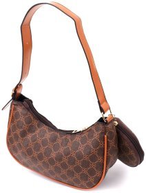 Женская сумка-седло из качественного кожзама со съёмной монетницей Vintage коричневого цвета 96943