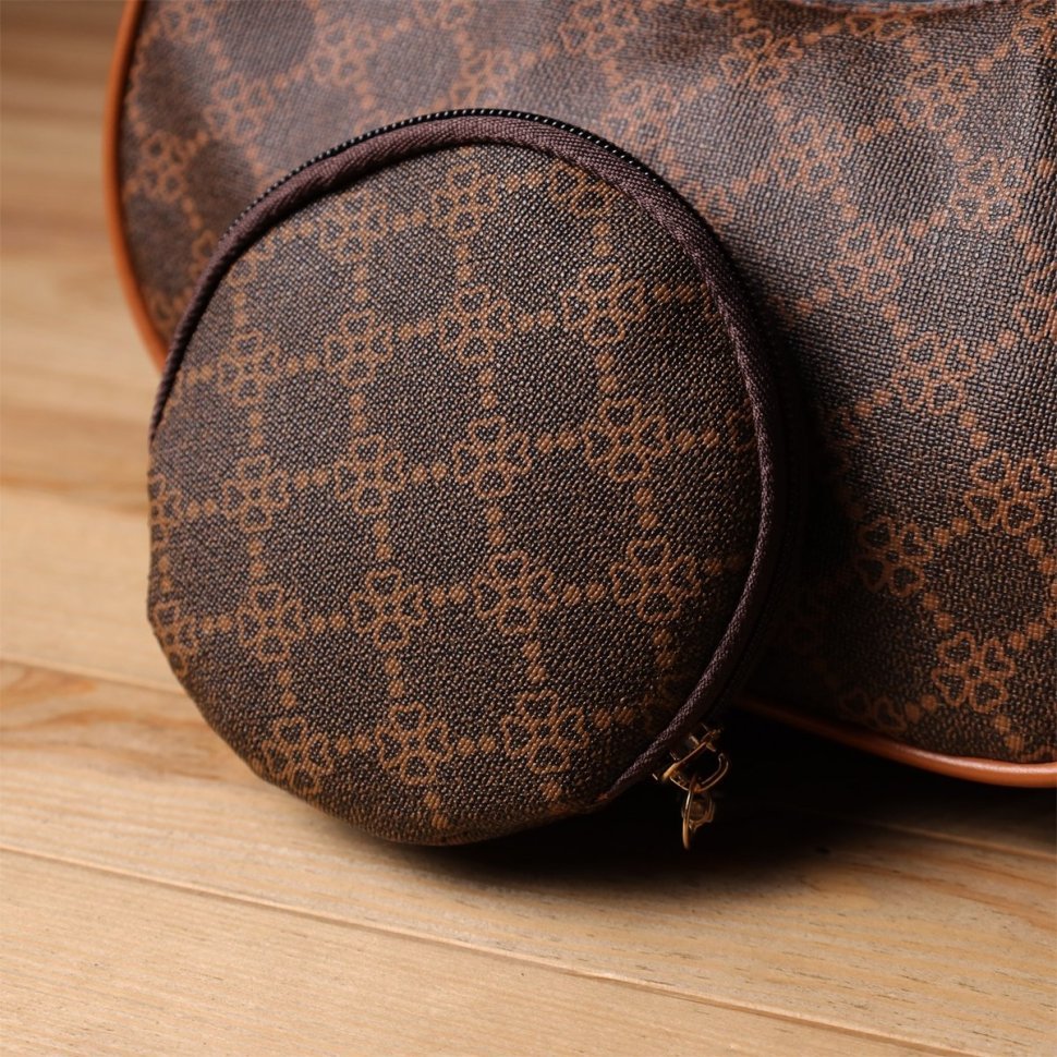 Женская сумка-седло из качественного кожзама со съёмной монетницей Vintage коричневого цвета 96943 modnotak фото №10