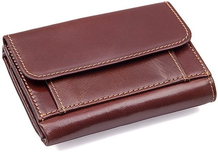 Невеликий коричневий гаманець із натуральної шкіри на кнопці Vintage 2414648