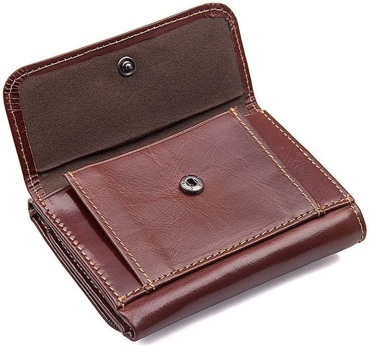 Невеликий коричневий гаманець із натуральної шкіри на кнопці Vintage 2414648