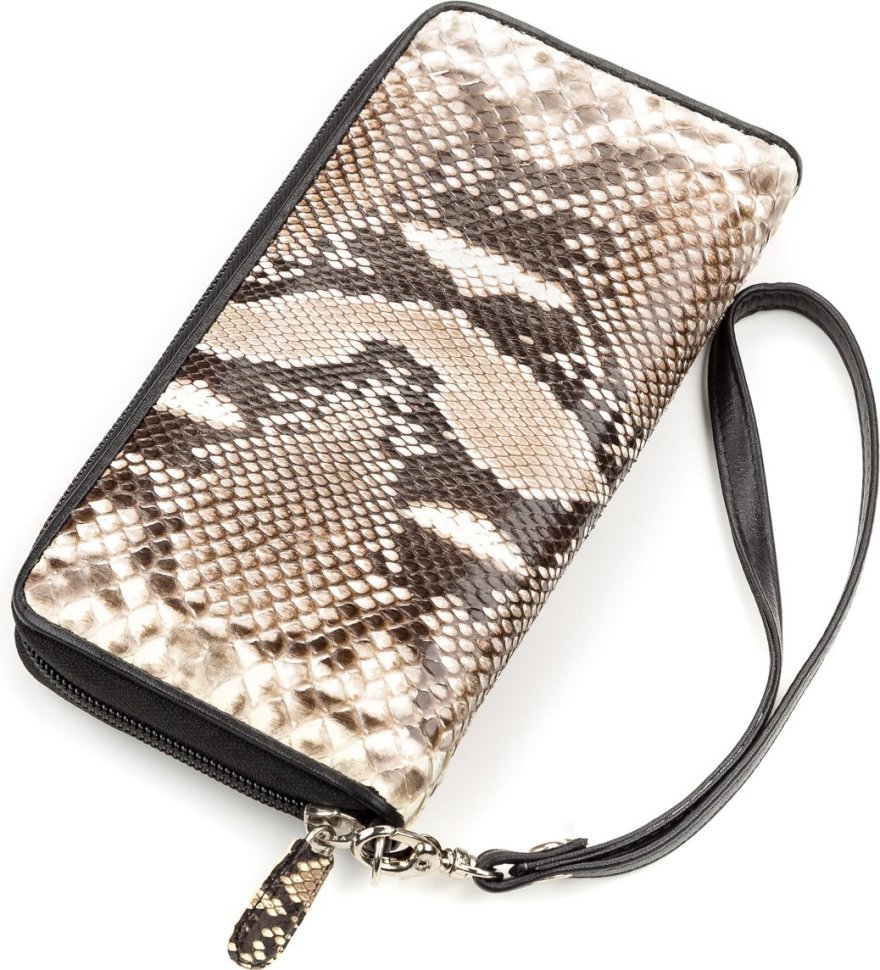 Коричневий гаманець-клатч з натуральної шкіри пітона SNAKE LEATHER (024-18183)