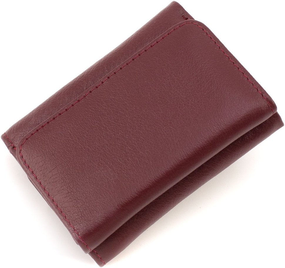 Бордовый женский кошелек маленького размера из натуральной кожи ST Leather 1767243