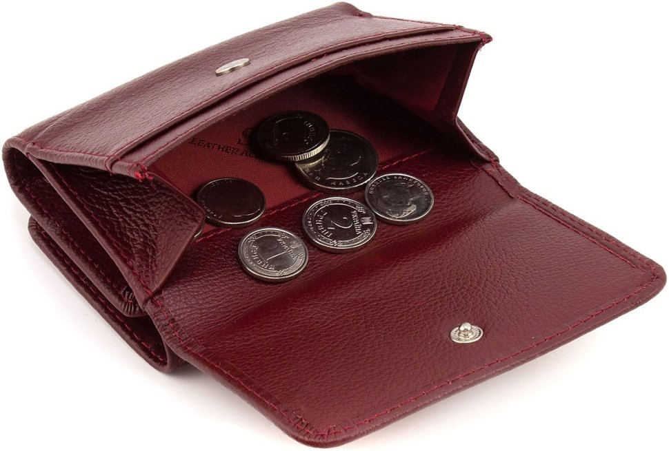 Бордовый женский кошелек маленького размера из натуральной кожи ST Leather 1767243