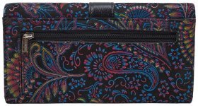 Великий жіночий гаманець зі шкіри на кнопці Desisan 107343 синього кольору з візерунками