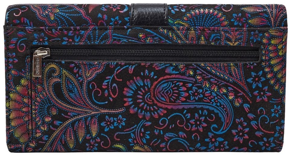 Большой женский кошелек из кожи на кнопке Desisan 107343 синего цвета с узорами modnotak фото №2