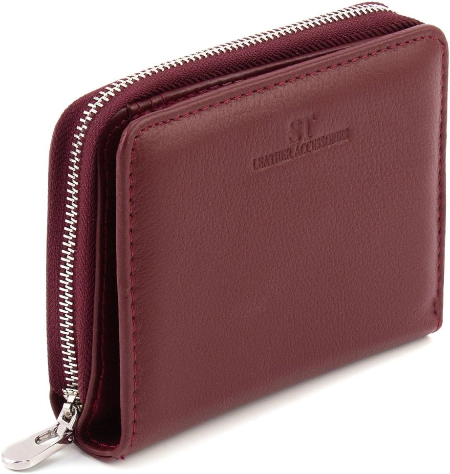 Бордовый женский кошелек из натуральной кожи с вместительной монетницей ST Leather 1767343 modnotak фото №10