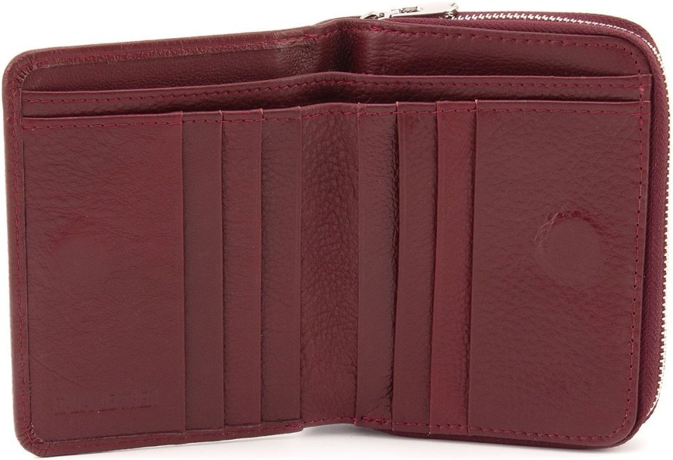 Бордовый женский кошелек из натуральной кожи с вместительной монетницей ST Leather 1767343
