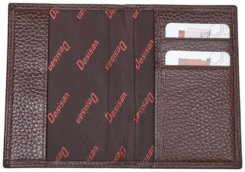 Обложка для паспорта старого образца из натуральной фактурной кожи Desisan 107543 коричневого цвета modnotak фото №3