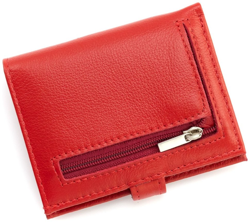 Шкіряний жіночий картхолдер із монетницею ST Leather 97743 червоного кольору modnotak фото №4