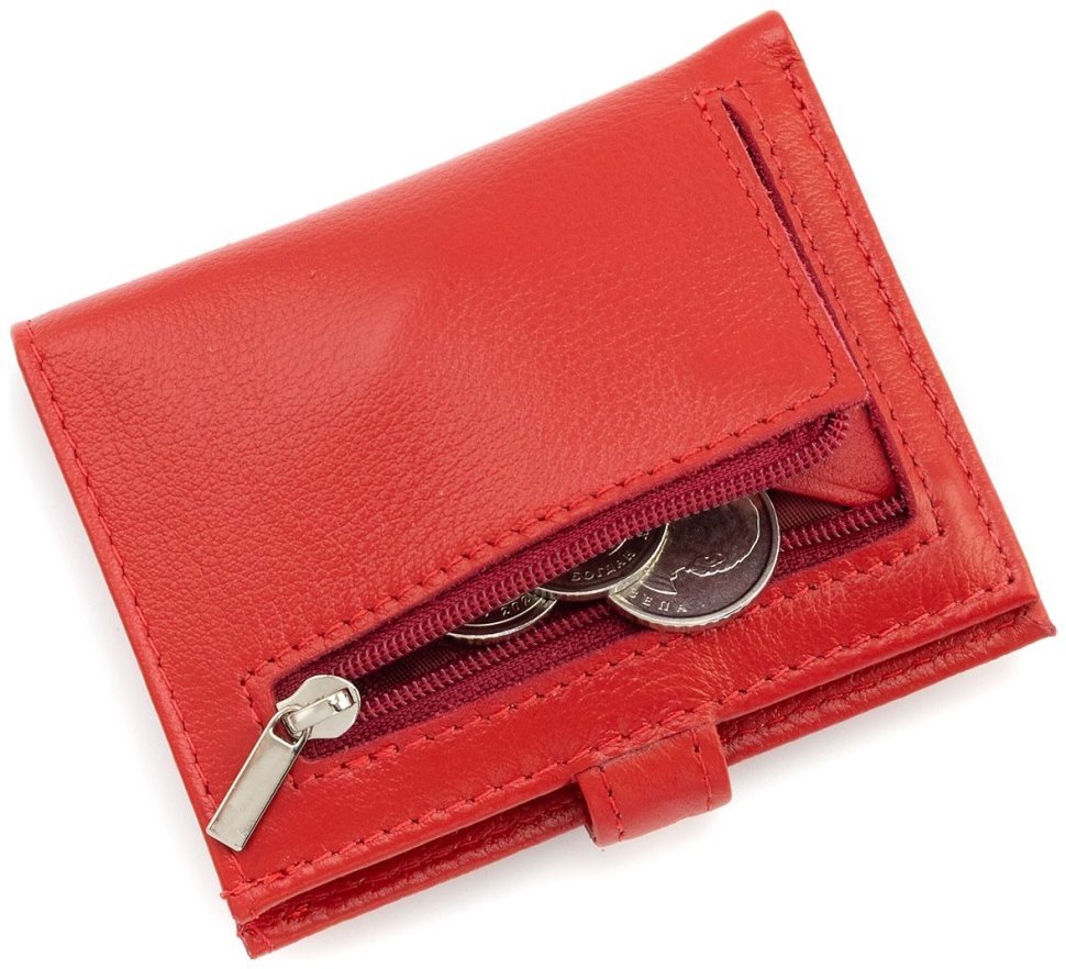 Шкіряний жіночий картхолдер із монетницею ST Leather 97743 червоного кольору modnotak фото №5