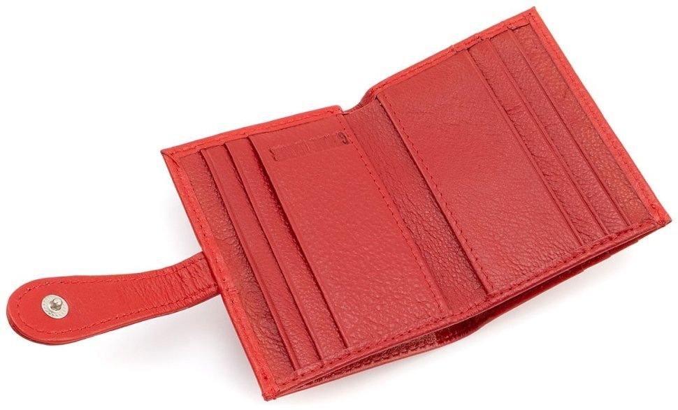 Шкіряний жіночий картхолдер із монетницею ST Leather 97743 червоного кольору modnotak фото №7