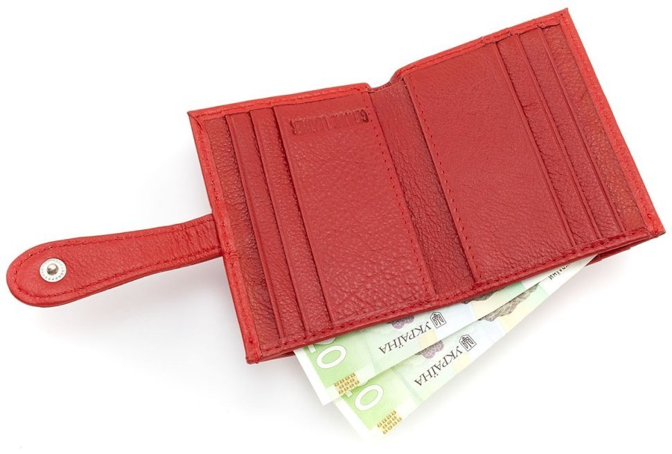 Шкіряний жіночий картхолдер із монетницею ST Leather 97743 червоного кольору modnotak фото №8