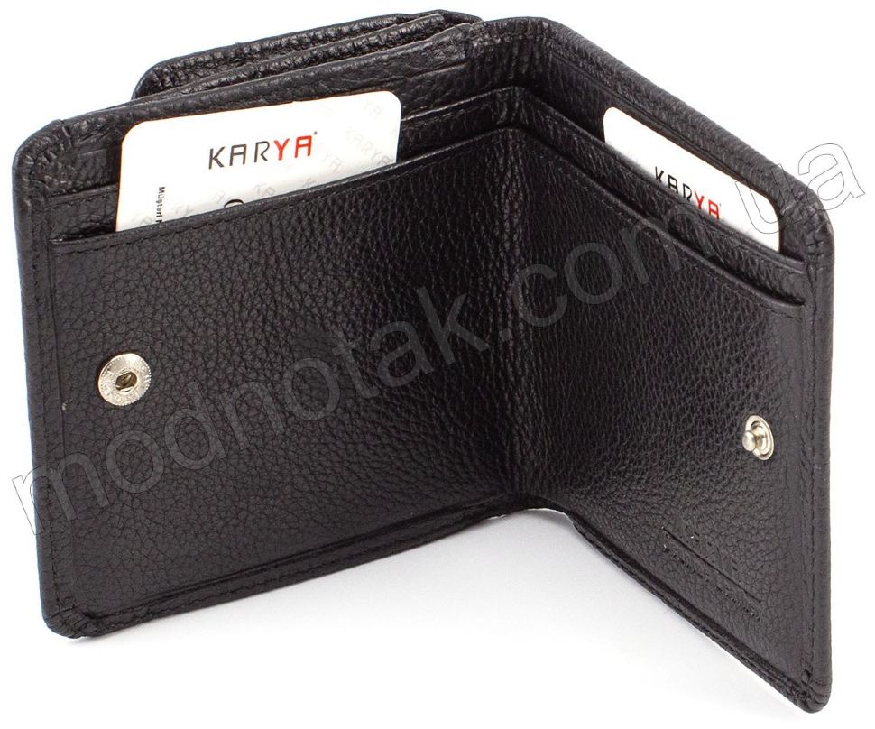 Маленький чорний гаманець з фактурної шкіри KARYA (1106-45)