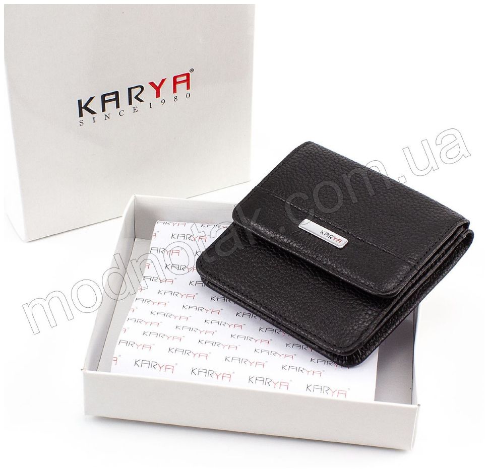 Маленький черный кошелек с фактурной кожи KARYA (1106-45)
