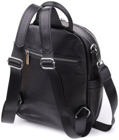 Повседневная женская сумка-рюкзак из фактурной кожи черного цвета Vintage 97843