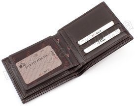 Коричневый кожаный кошелек с тиснением под рептилию KARYA (0910-57)