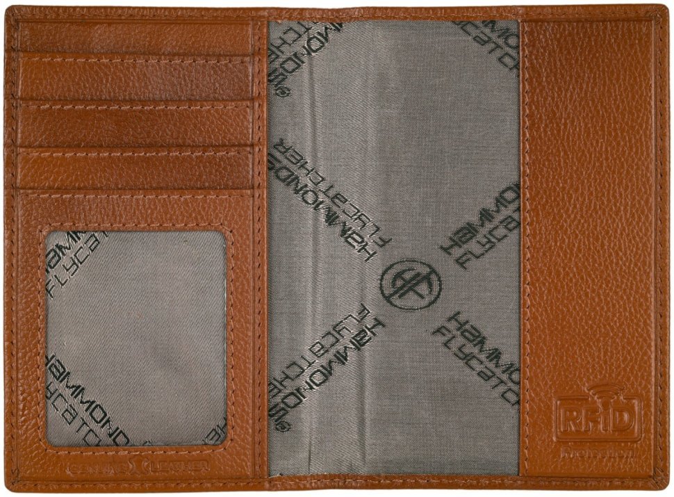 Кожаная обложка для паспорта с отделением для карточек Hammonds Flycatcher PH602 рыжего цвета 108043 modnotak фото №3