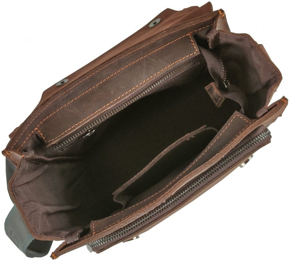 Мужская коричневая сумка через плечо из матовой винтажной кожи Royal Bag (19434)