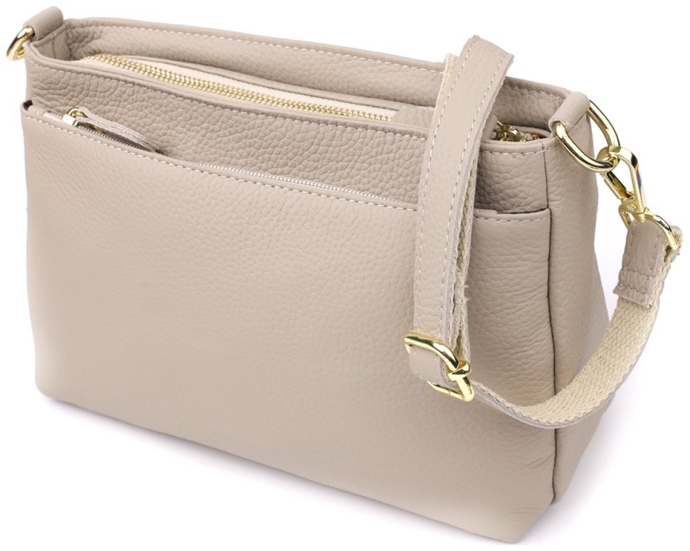 Повседневная женская сумка из натуральной кожи через плечо серого цвета Vintage 98143 modnotak фото №1