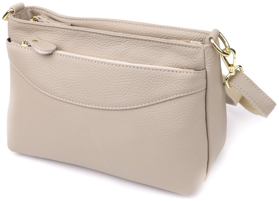 Повседневная женская сумка из натуральной кожи через плечо серого цвета Vintage 98143 modnotak фото №2