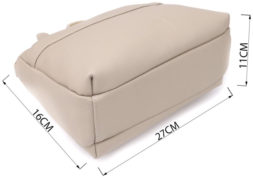 Повседневная женская сумка из натуральной кожи через плечо серого цвета Vintage 98143 modnotak фото №3