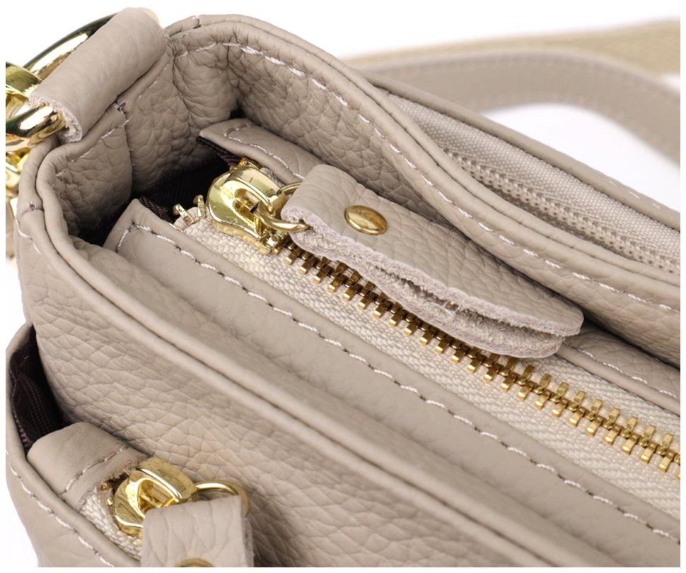 Повседневная женская сумка из натуральной кожи через плечо серого цвета Vintage 98143 modnotak фото №5