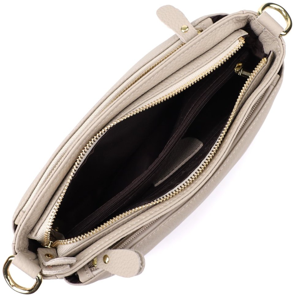 Повседневная женская сумка из натуральной кожи через плечо серого цвета Vintage 98143 modnotak фото №7