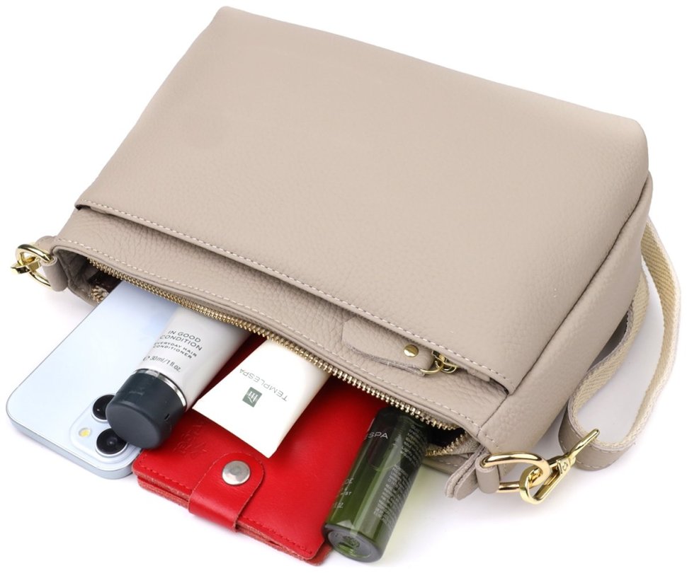 Повседневная женская сумка из натуральной кожи через плечо серого цвета Vintage 98143 modnotak фото №8