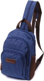 Чоловічий текстильний слінг-рюкзак у синьому кольорі Vintage 2422146