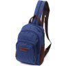 Чоловічий текстильний слінг-рюкзак у синьому кольорі Vintage 2422146 - 1