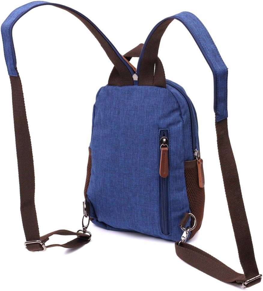 Мужской текстильный слинг-рюкзак в синем цвете Vintage 2422146
