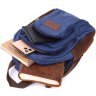 Чоловічий текстильний слінг-рюкзак у синьому кольорі Vintage 2422146 - 6