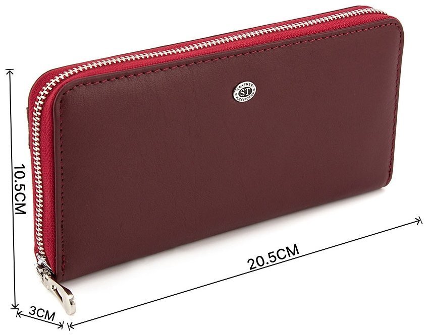 Бордовый кожаный кошелек под много карточек ST Leather (16657) modnotak фото №3