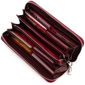 Бордовый кожаный кошелек под много карточек ST Leather (16657) - 2
