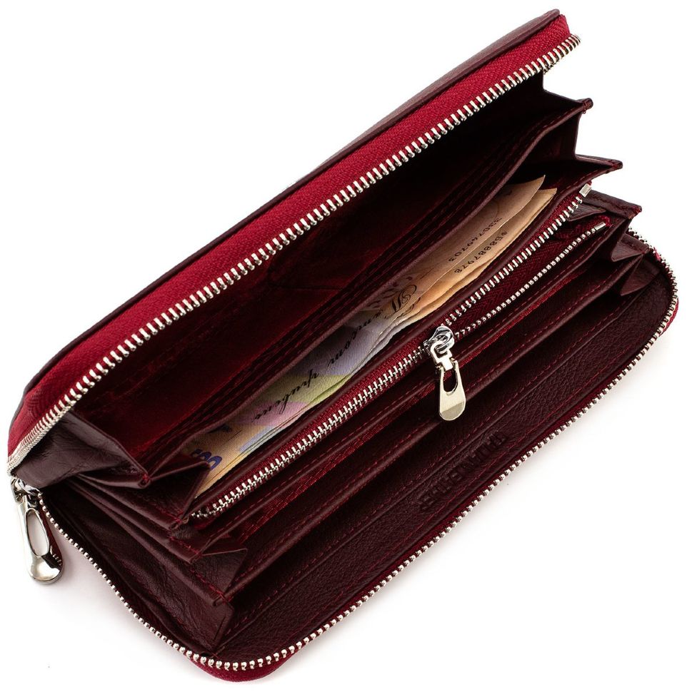Бордовий шкіряний гаманець під багато карток ST Leather (16657)