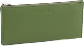 Тонкий жіночий гаманець оливкового кольору з натуральної шкіри Marco Coverna 68643