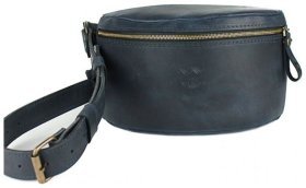Темно-синяя поясная сумка-бананка из винтажной кожи BlankNote 78943