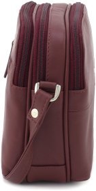 Бордовая женская сумка компактного размера из натуральной кожи на три молнии Visconti Holly 69043