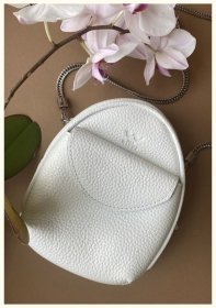 Белая женская мини-сумка из натуральной кожи флотар BlankNote Kroha 79043