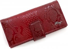 Червоний жіночий великий гаманець із натуральної шкіри з фактурою змії KARYA (19512)