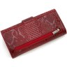 Червоний жіночий великий гаманець із натуральної шкіри з фактурою змії KARYA (19512) - 3