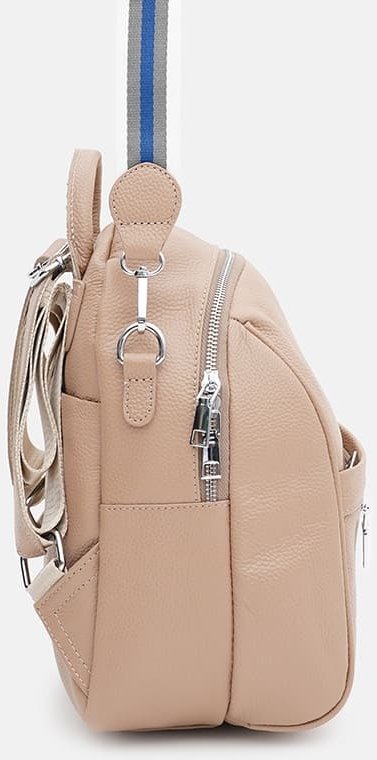 Бежевий жіночий рюкзак-сумка з натуральної шкіри Ricco Grande (59143)