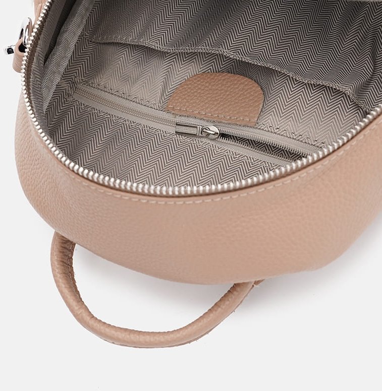 Бежевый женский рюкзак-сумка из натуральной кожи Ricco Grande (59143)