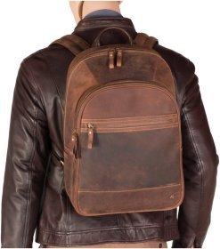 Світло-коричневий рюкзак із вінтажної шкіри з відділенням для ноутбука Visconti Tank 69143