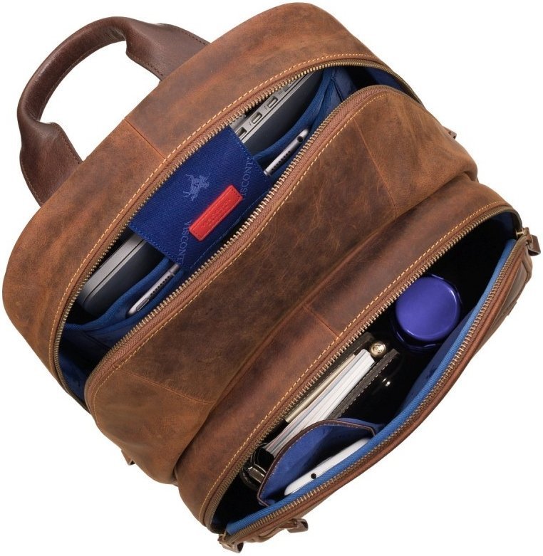 Светло-коричневый рюкзак из винтажной кожи с отделением для ноутбука Visconti Tank 69143