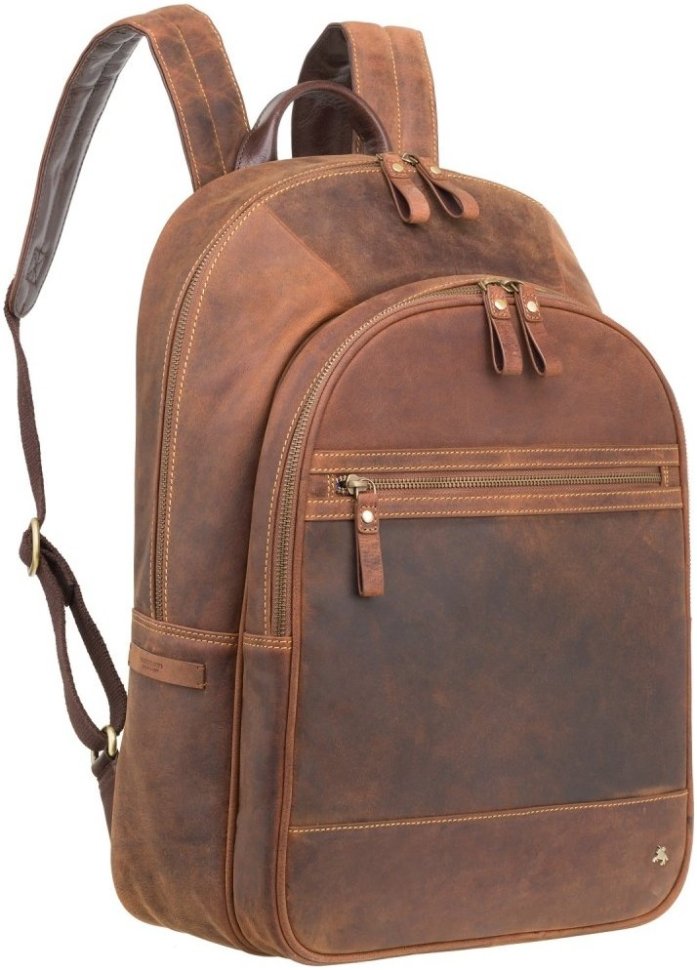 Світло-коричневий рюкзак із вінтажної шкіри з відділенням для ноутбука Visconti Tank 69143