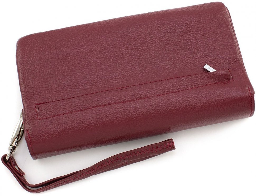 Бордовий жіночий гаманець-клатч великого розміру з натуральної шкіри ST Leather (14035)